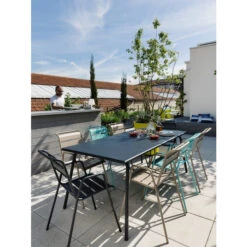 Table De Jardin 8 Personnes FERMOB Monceau 194 X 94 Cm - Bleu Abysse -Jardin Meubles Soldes Boutique 483292 table jardin fermob monceau 194 94 cm bleu abysse ambiance 1