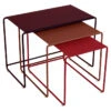 Lot De 3 Tables Basses Gigognes FERMOB Oulala - Cerise / Ocre / Piment