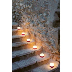 Lot De 3 Photophores FERMOB Cuub - Rouge 16 Lot De 3 Photophores FERMOB Cuub - Rouge -Jardin Meubles Soldes Boutique cuub rouge ambiance fermob 4