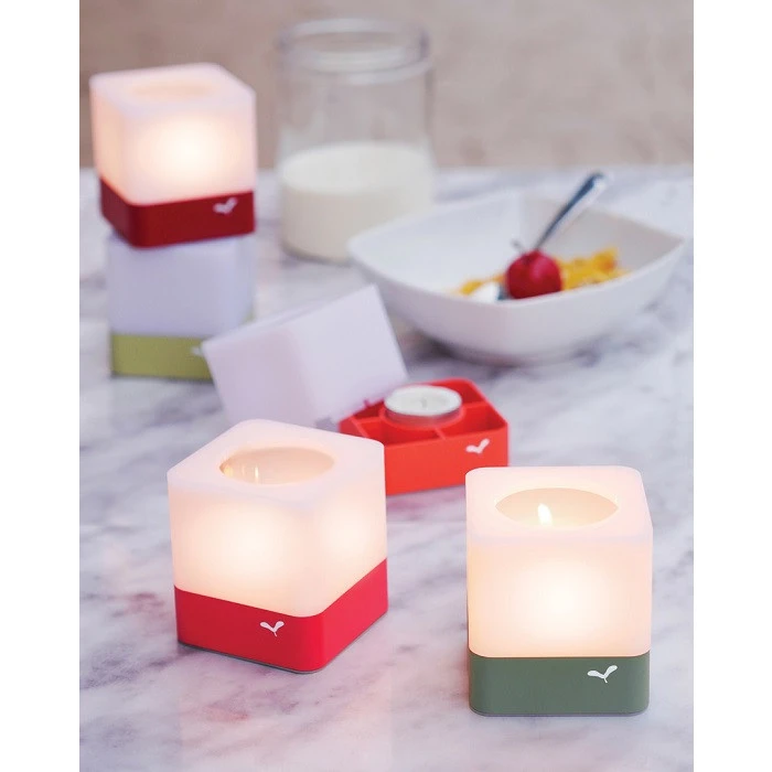 Lot De 3 Photophores FERMOB Cuub - Rouge 10 Lot De 3 Photophores FERMOB Cuub - Rouge – Image 8