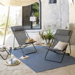Chaise Longue LAFUMA Maxi Transat Plus - Obsidian -Jardin Meubles Soldes Boutique lfm1909.6897 chaise longue lafuma maxi transat plus obsidian ambiance