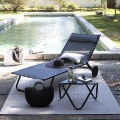 Lit Bain De Soleil LAFUMA Miami - Obsidian -Jardin Meubles Soldes Boutique lfm2720 6897 lit bain soleil lafuma miami noir ambiance