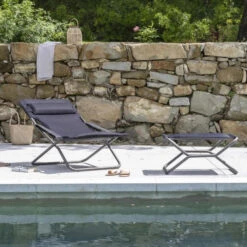 Bain De Soleil LAFUMA Transabed BeComfort - Gris Foncé -Jardin Meubles Soldes Boutique lfm2829 8902 bain soleil lafuma transabed becomfort gris fonce ambiance 2