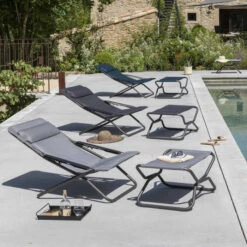 Bain De Soleil LAFUMA Transabed BeComfort - Gris Foncé -Jardin Meubles Soldes Boutique lfm2829 8902 bain soleil lafuma transabed becomfort gris fonce ambiance 4