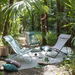 Chaise Longue LAFUMA Maxi Transat Plus - Bleu -Jardin Meubles Soldes Boutique lfm2926 9258 chaise longue lafuma maxi transat plus bleu ambiance 2