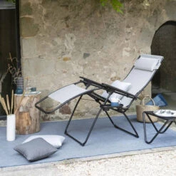 Fauteuil Relax Pliant LAFUMA Futura Batyline Duo - Écume -Jardin Meubles Soldes Boutique lfm3113.6900 fauteuil relax pliant lafuma futura batyline duo ecume ambiance 2