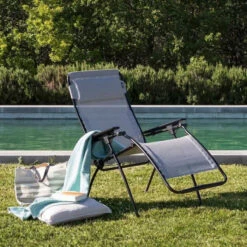 Fauteuil Relax Pliant LAFUMA Futura Batyline Duo - Écume -Jardin Meubles Soldes Boutique lfm3113.6900 fauteuil relax pliant lafuma futura batyline duo ecume ambiance