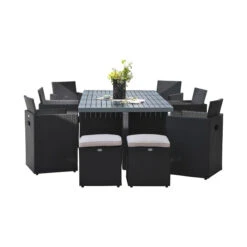 Salon De Jardin DCB Encastrable - Plateau En Aluminium, 10 Personnes -Jardin Meubles Soldes Boutique pvc 10 alu n 03