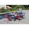 Salon De Jardin PROLOISIRS Table EOS 180/240 Graphite + 6 Fauteuils EOS Rouges -Jardin Meubles Soldes Boutique table eos proloisirs 180 240 graphite ambiance 3 1