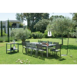 Table De Jardin 10 Personnes Avec 2 Rallonges FERMOB Oléron 155 / 255 X 100 Cm - Carbone -Jardin Meubles Soldes Boutique table fermob oleron chaises costa 2 2